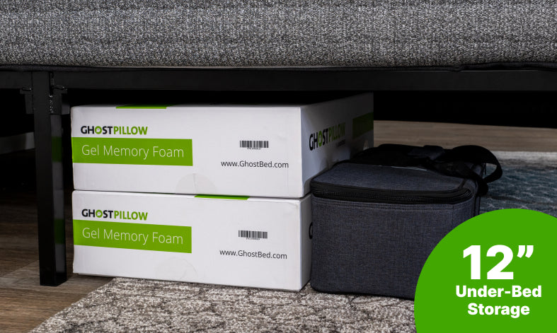 2‑inch storage clearance under GhostBed All‑in‑One Foundation