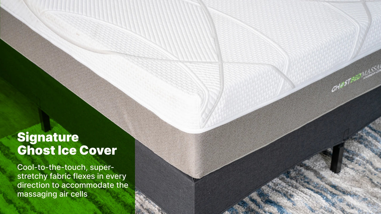 Pocketed coil and high-density foam base in GhostBed Massage hybrid mattress”