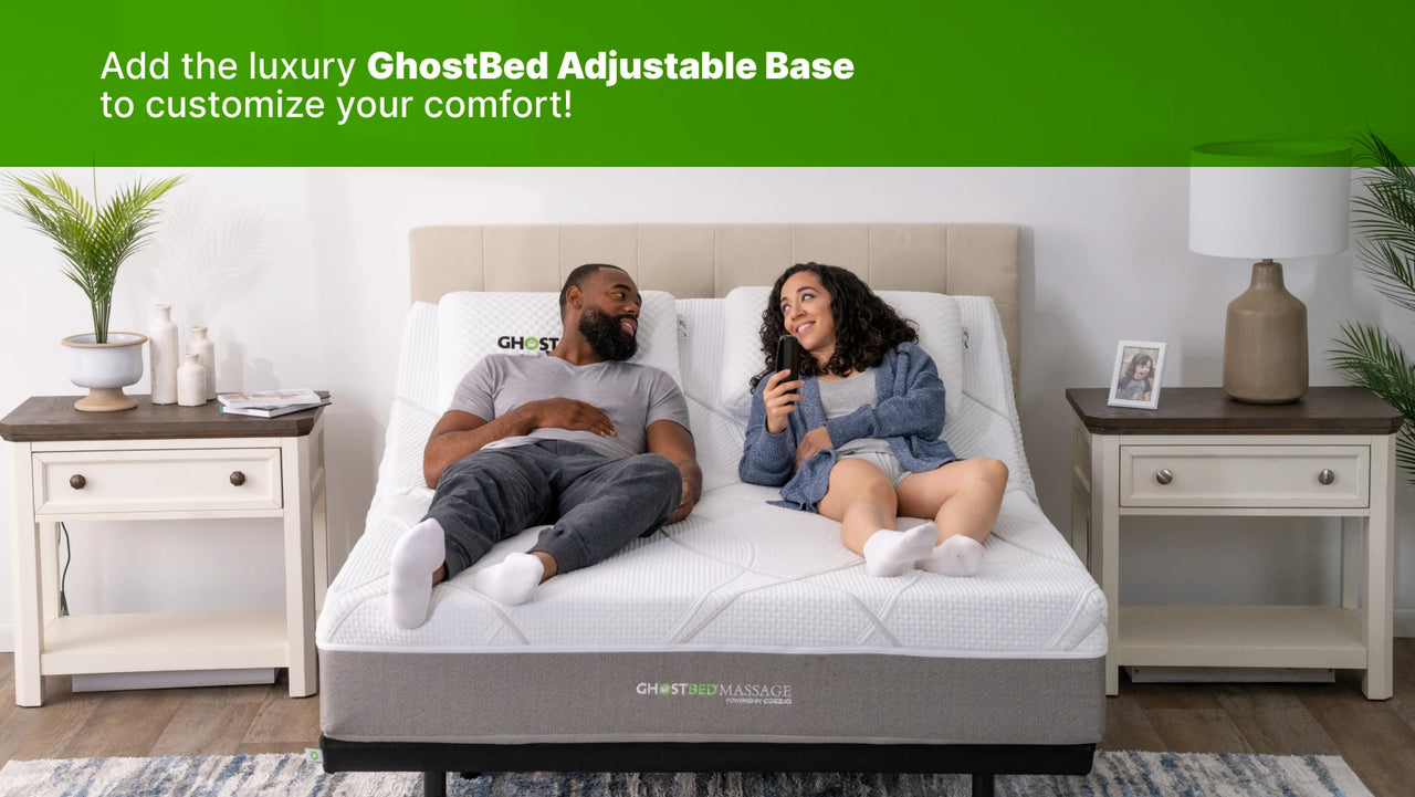 Adjustable-base compatible GhostBed Massage mattress zero motion transfer